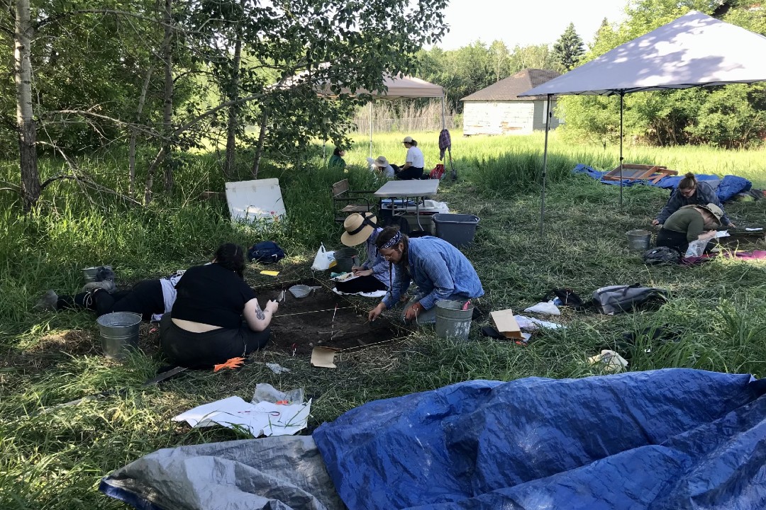 Nine students dig at three excavation sites at Historic River Lots 23 and 24 in St. Albert.
