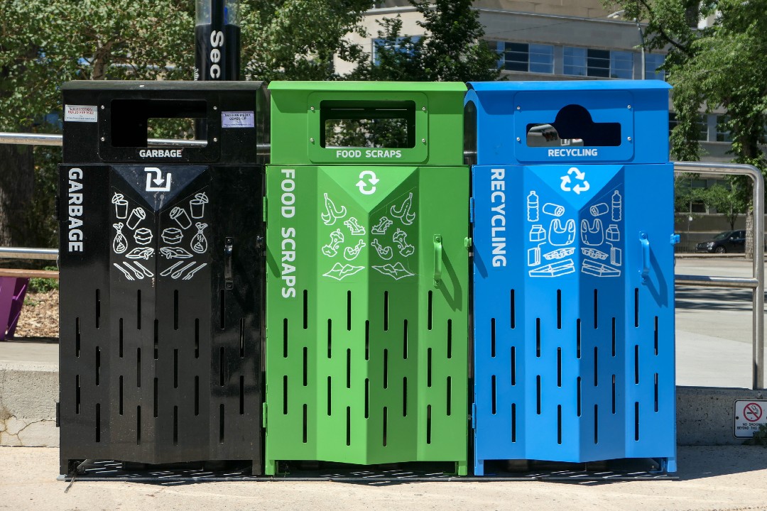Edmonton waste sorting bins.