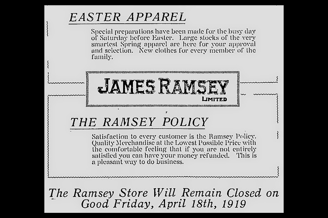 A photo of a newspaper clipping that reads, "The Ramsey Policy"