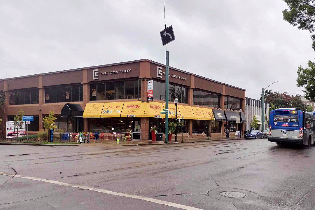 Picture of Remedy Cafe on 124 Street, with an overcast sky