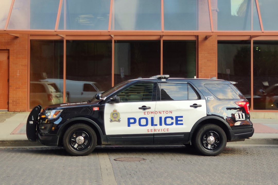 A police car in downtown Edmonton.