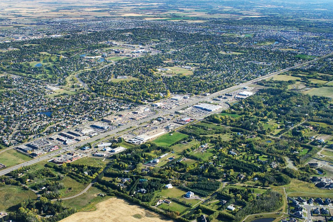 An aerial view of Sherwood Park in Strathcona County.