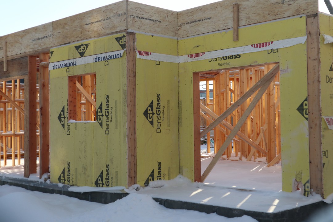 An apartment building under construction in the Strathcona neighbourhood.