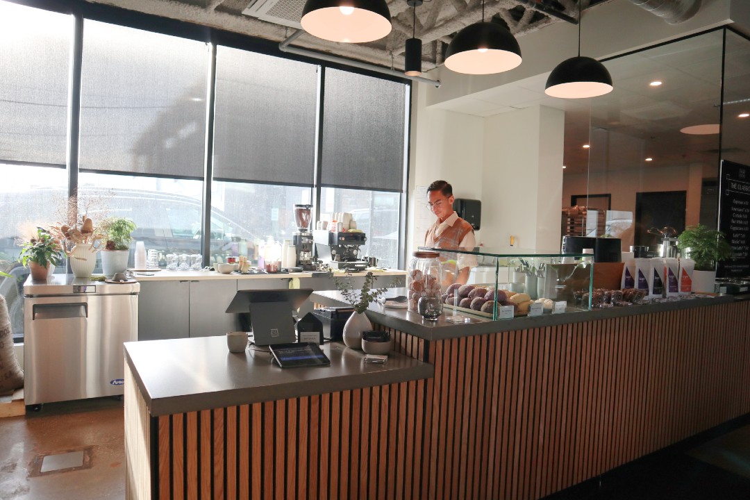 The cashier desk at Delavoye Chocolate.