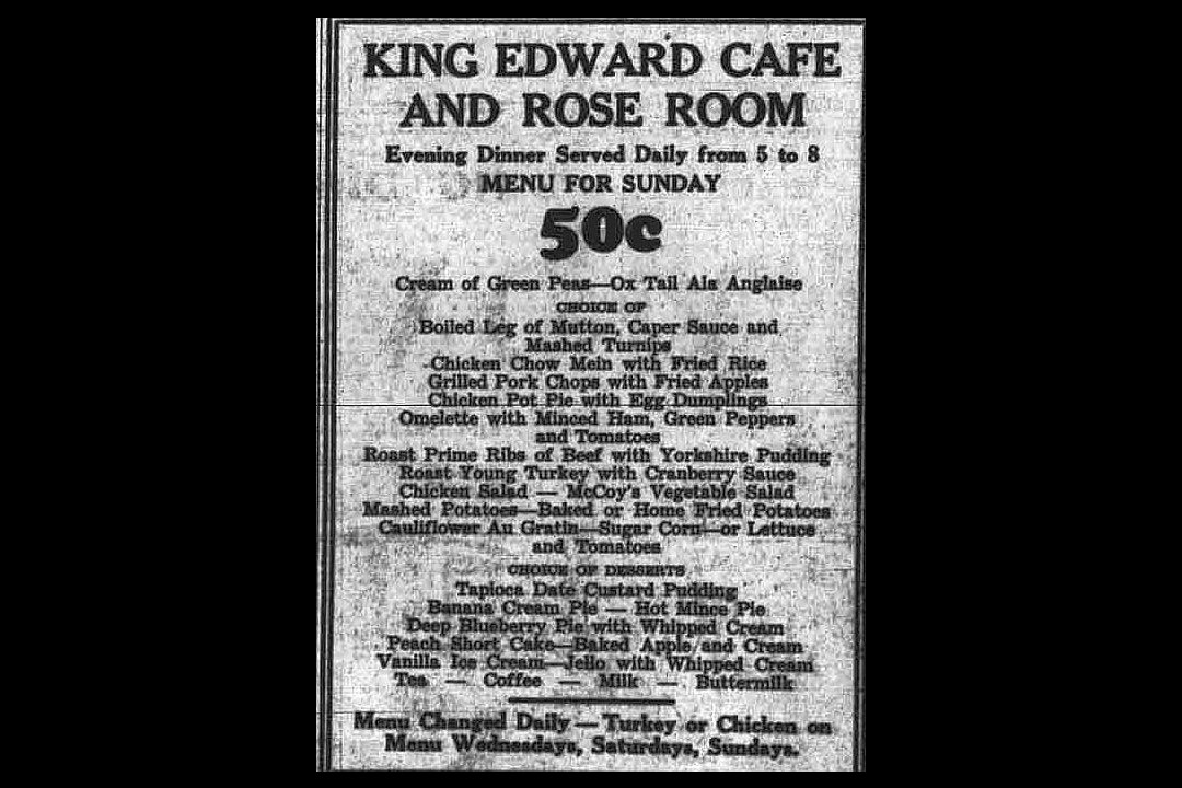 A newspaper clipping that talks about the King Edward Hotel.