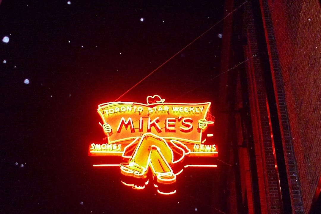 A picture of a neon sign in downtown Edmonton