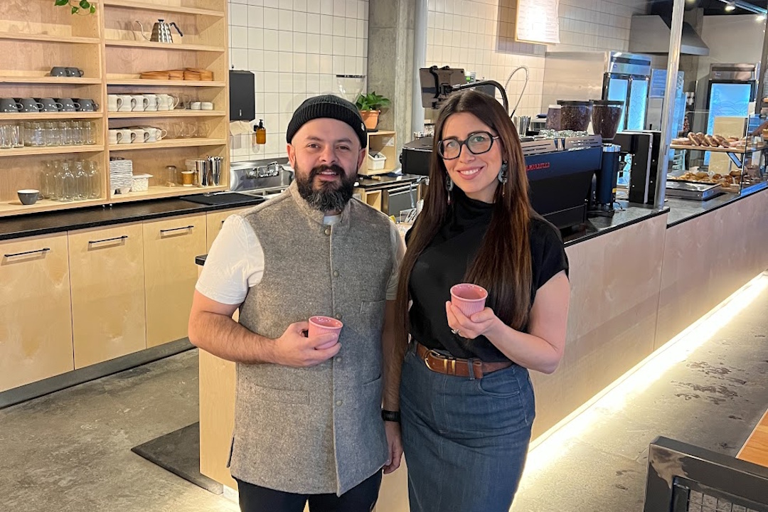 Santiago Lopez and Kristin Panylyk de Lopez in one of their coffee shops