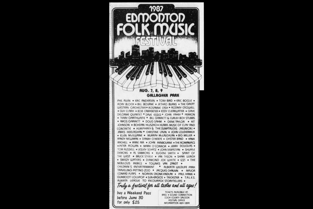A moment in history: June 13, 1987 A newspaper clipping that reads, "Edmonton Folk Music Festival"