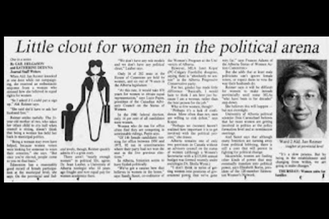 A moment in history: June 27, 1987 A newspaper clipping that reads, "Little clout for women in the political arena.