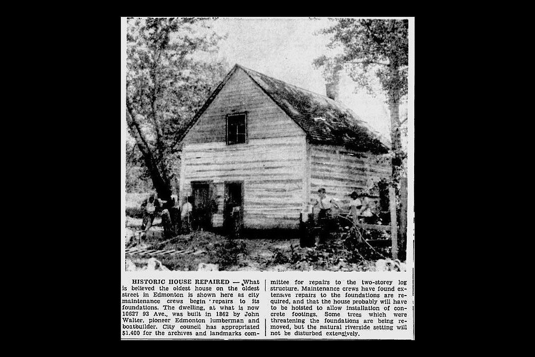A newspaper clipping from 1958 that shows a small house.