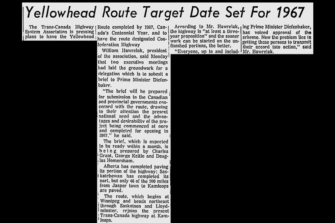 A moment in history: July 25, 1961 A newspaper clipping about the Yellowhead Highway