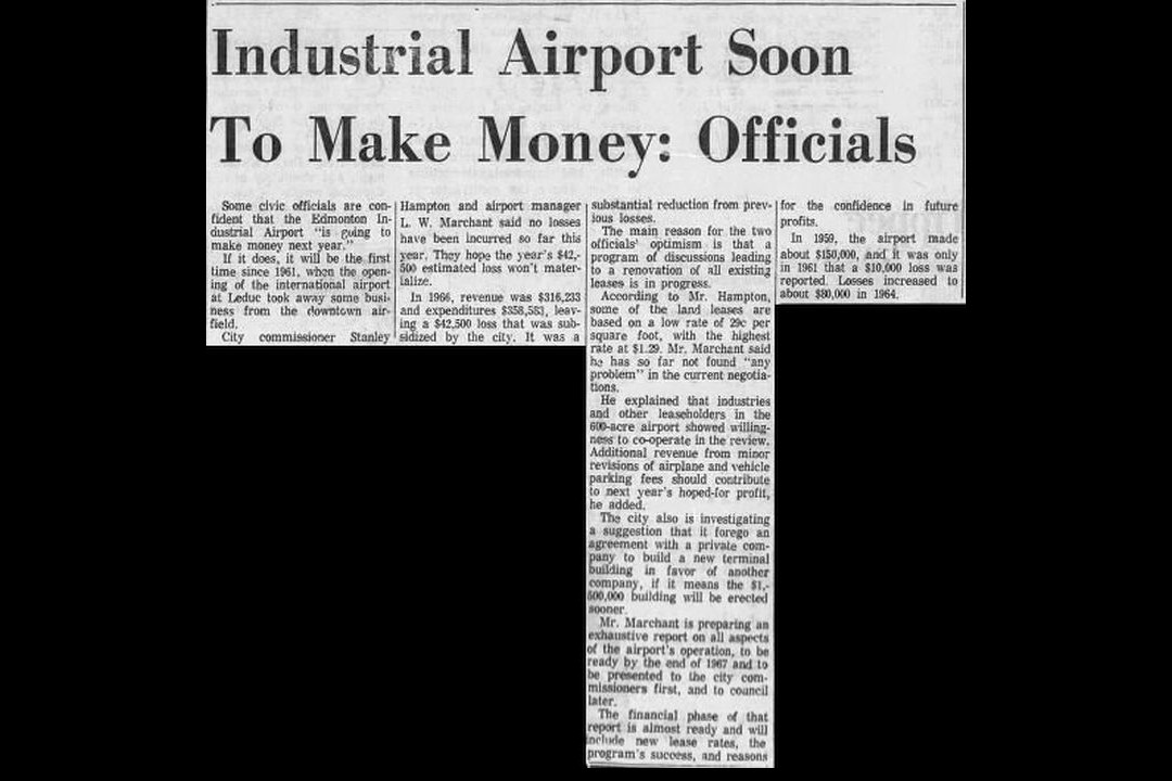 A moment in history: Aug. 22, 1967 A newspaper clipping that reads, "Industrial Airport Soon To Make Money".