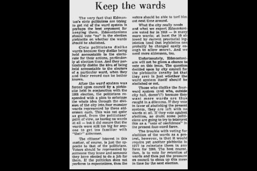 A newspaper clipping with the headline, "Keep the wards"
