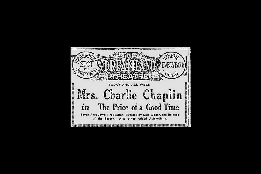 A newspaper clipping of an ad for The Dreamland Theatre