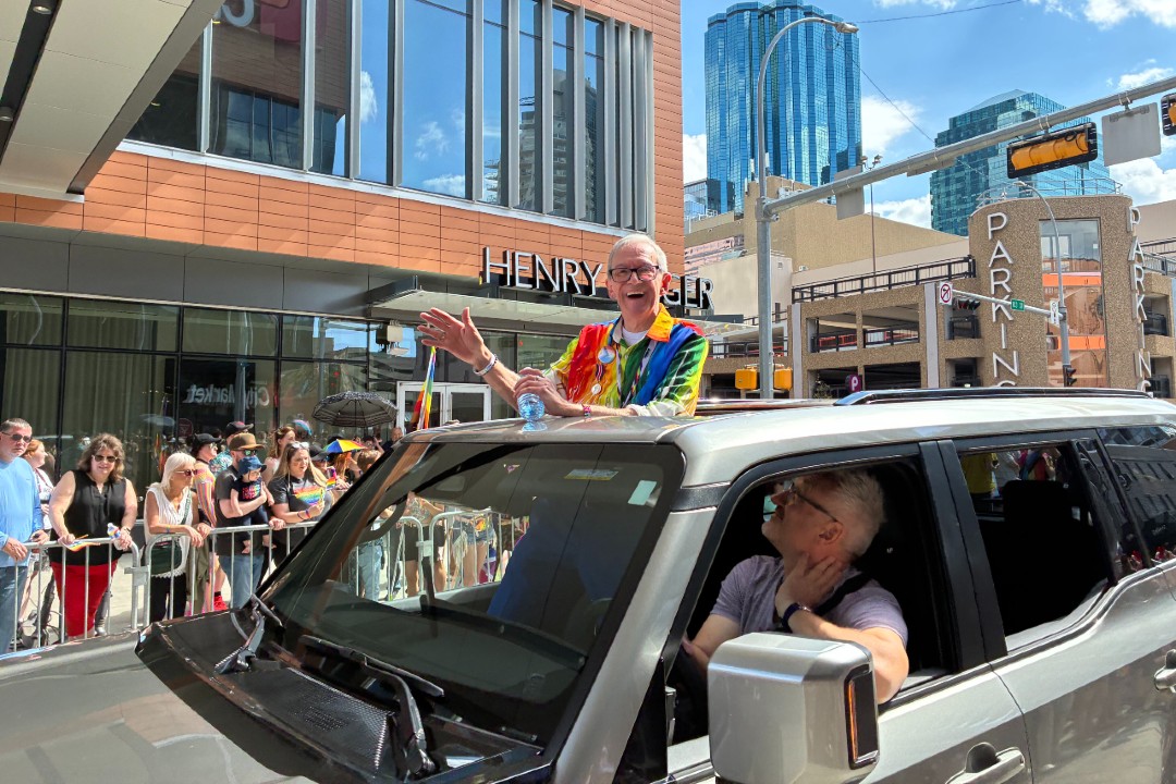 Ron Byers on a Pride float
