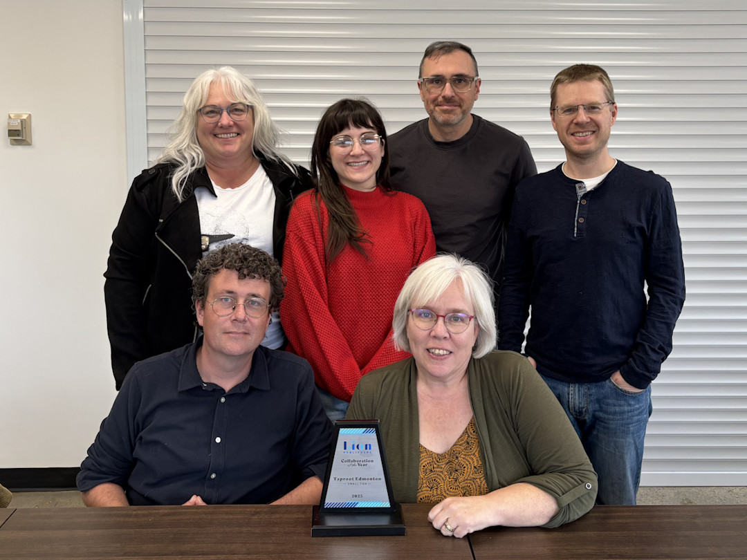 Members of Taproot's team with the Collaboration of the Year Award