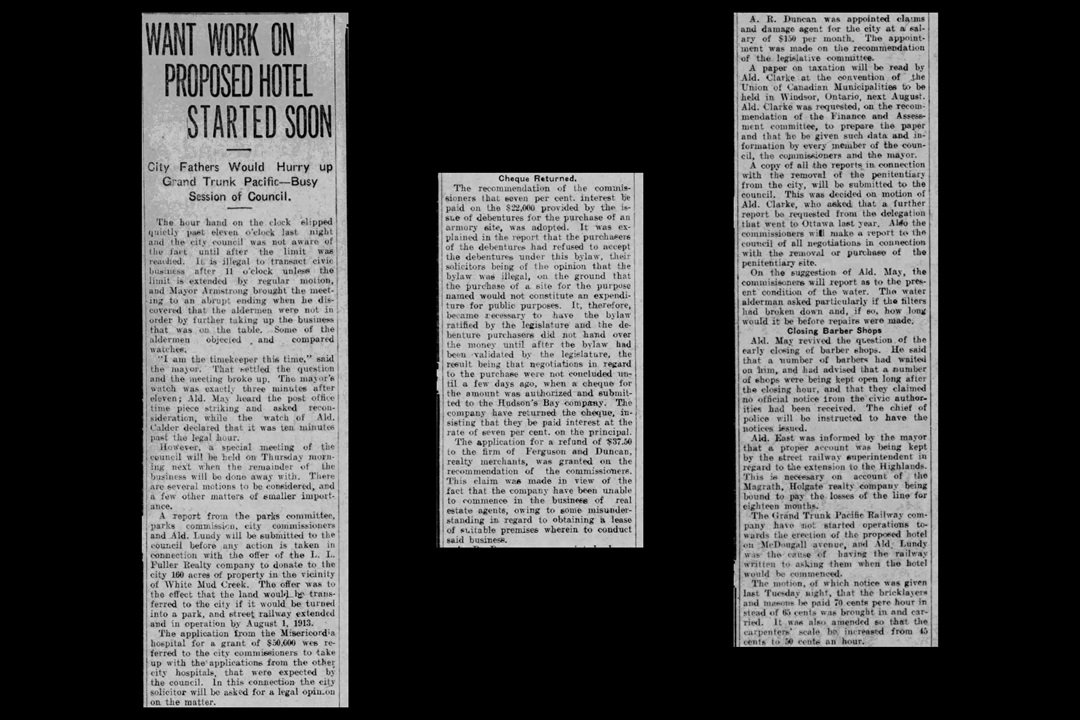 A newspaper clipping of a story about an Edmonton city council meeting