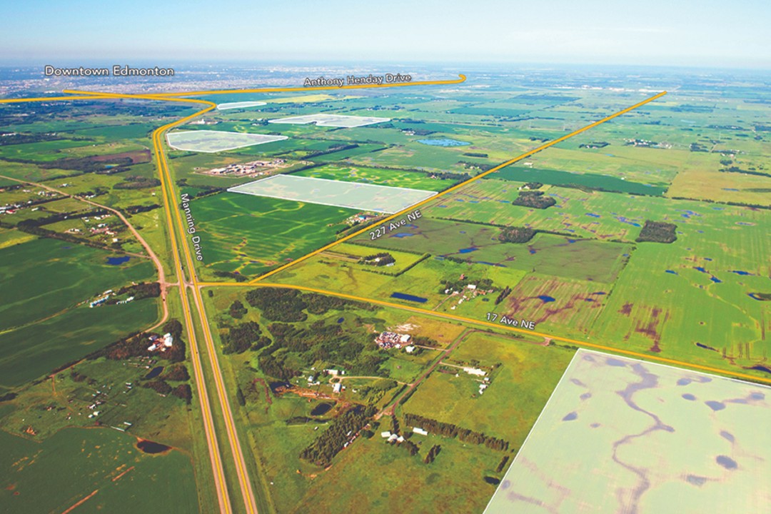 An overhead shot of the Edmonton Energy and Technology Park