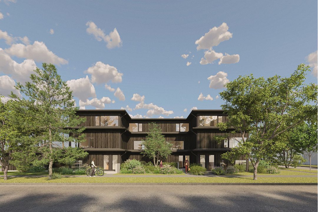 A rendering of a three-storey development