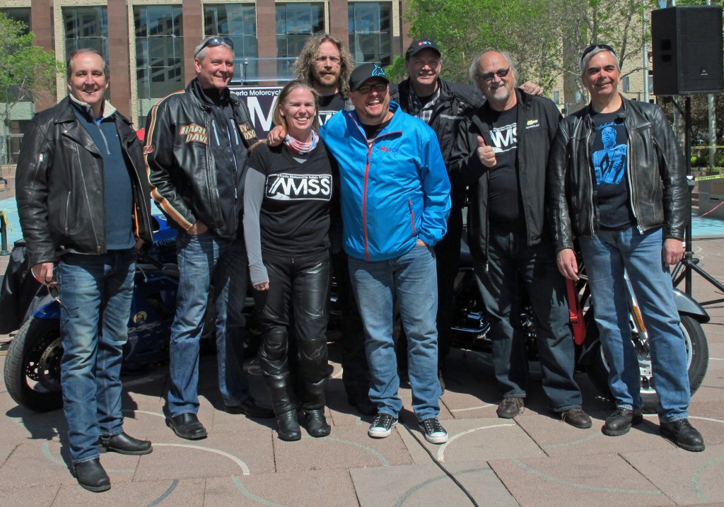 The 2016 launch of the Alberta Motorcycle Safety Society at City Hall, featuring members of Edmonton’s media. Photo by Ronnie B.