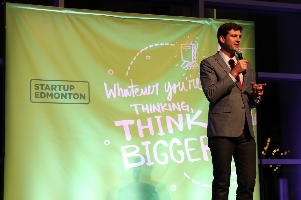 Mayor Don Iveson at Edmonton Launch Party 5 in October 2014