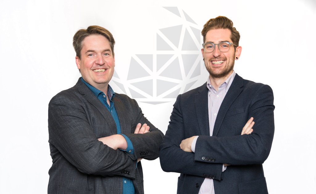 Founder and CTO Michael Taschuk and CEO Ryan Tucker of G2V Optics. (Supplied)