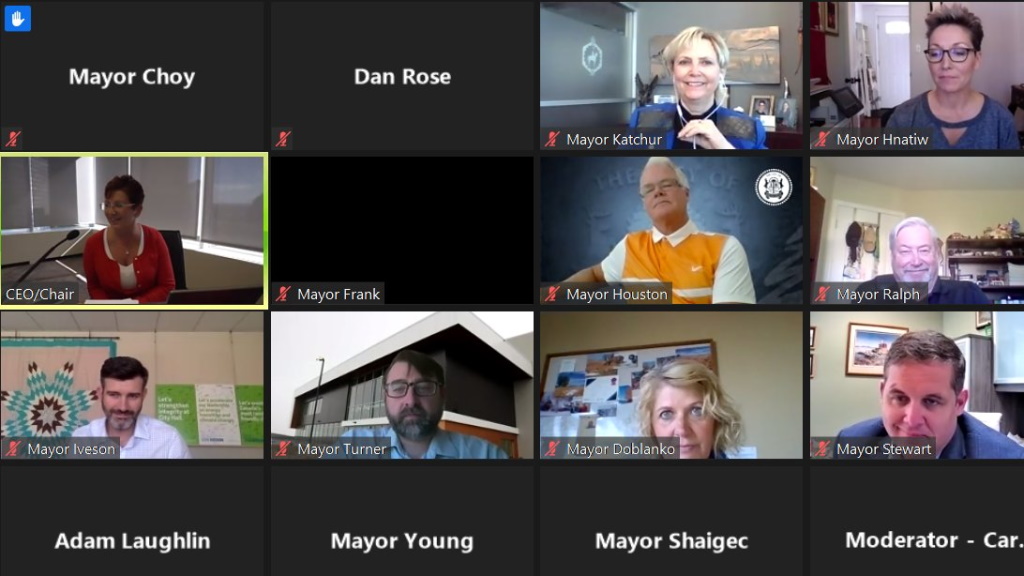 Edmonton regional mayors on a virtual meeting on Sept. 10, 2020. (Twitter)