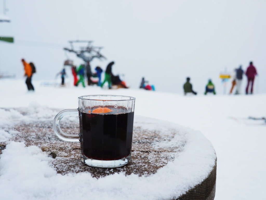 Black mug in the winter